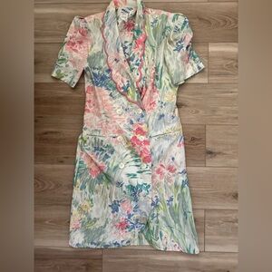 Vintage Leslie Fay Watercolor Pastel Dress 10